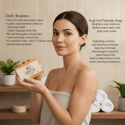 skincare Bar of soap body care Woman holding a kojic acid turmeric soap  bar of soap 